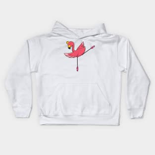 Flamingo as Ballerina at Ballet with Crown Kids Hoodie